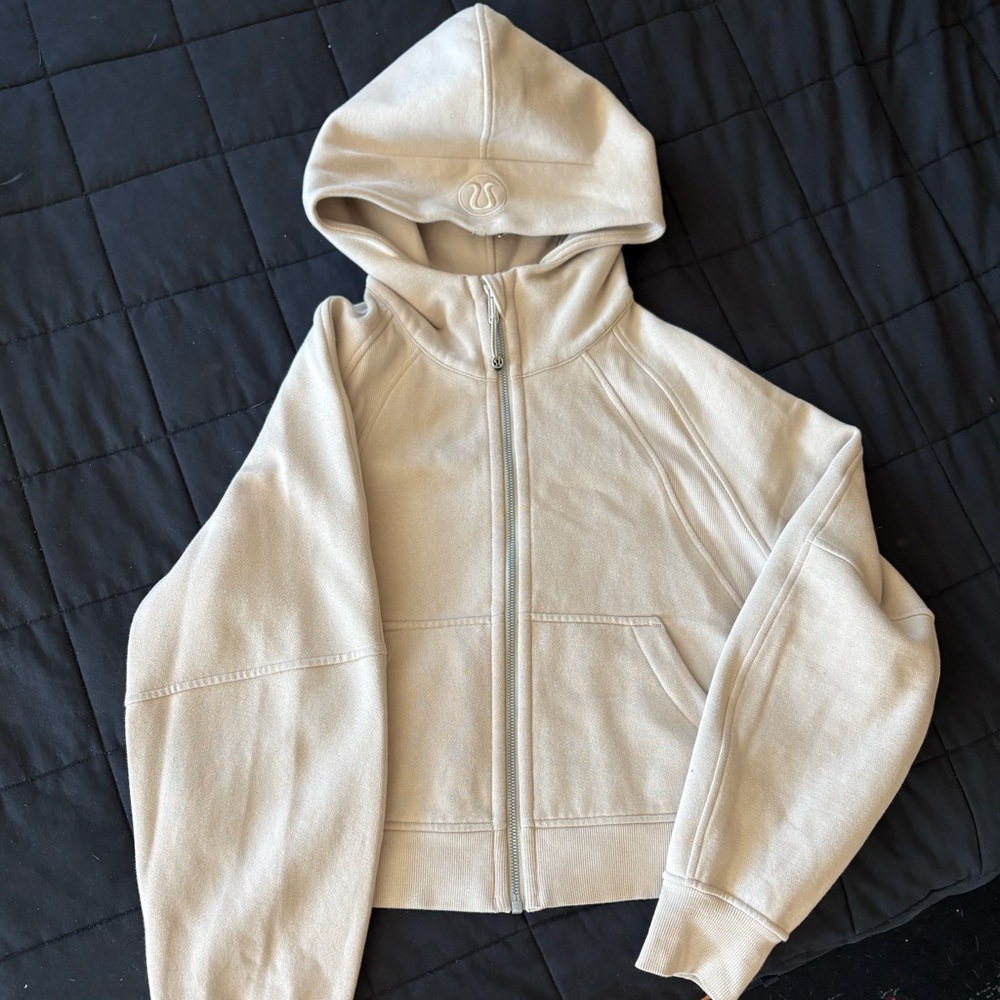 Lululemon cropped full zip oversize scuba hoodie XS/S Mojave Tan